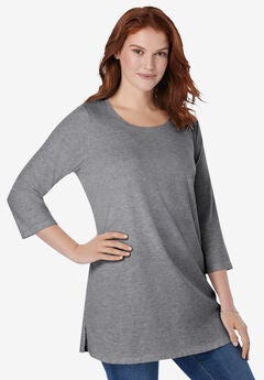 Perfect Three-Quarter-Sleeve Scoopneck Tunic