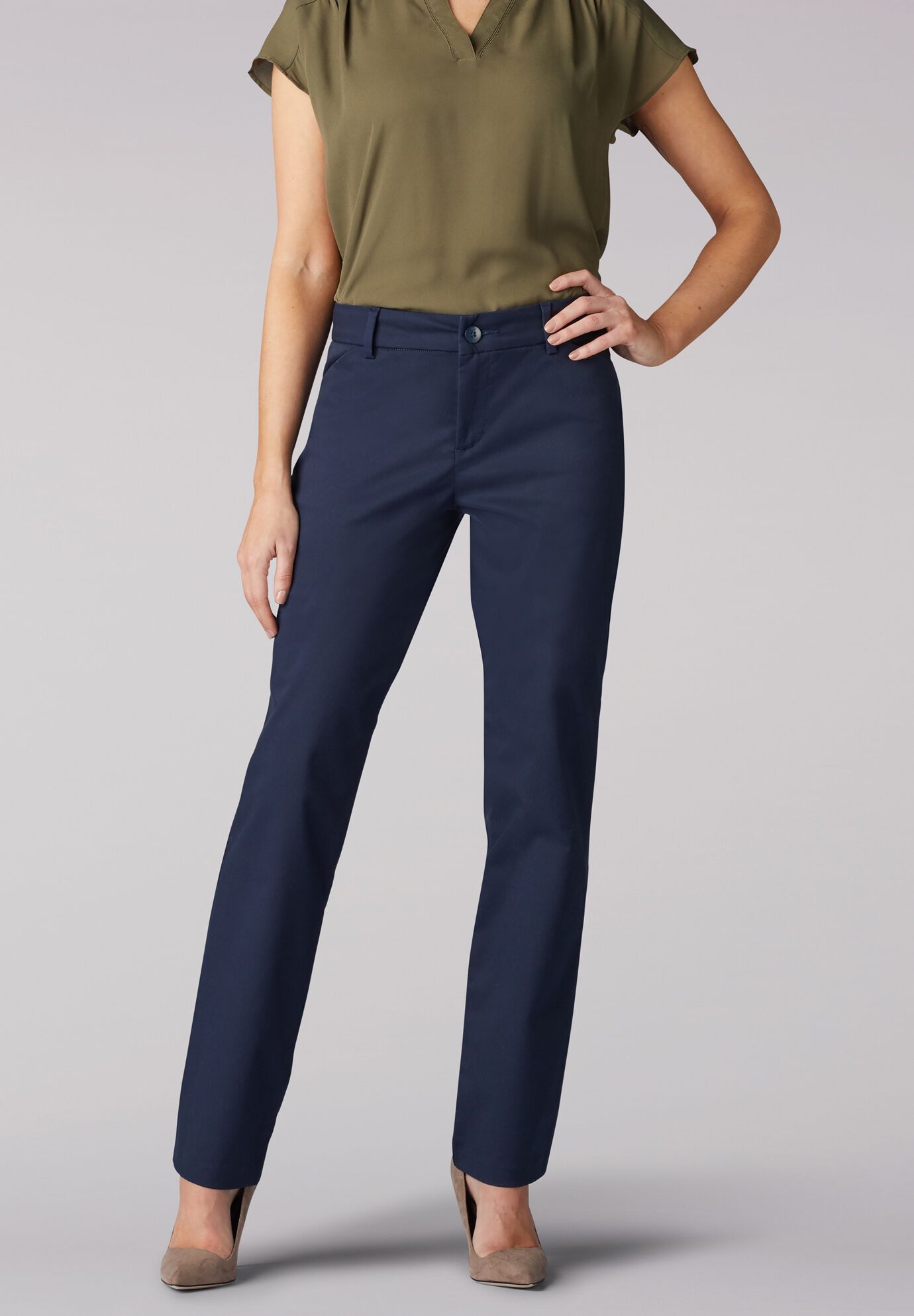 Wrinkle Free Straight Leg Pant Jean, IMPERIAL BLUE, hi-res image number 0