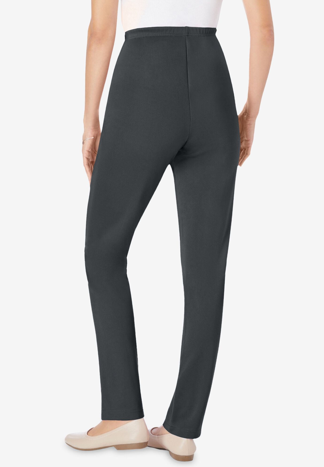 Knit Hassle-Free Pull-On Elastic-Waist Pants, DARK CHARCOAL, on-hover image number 1