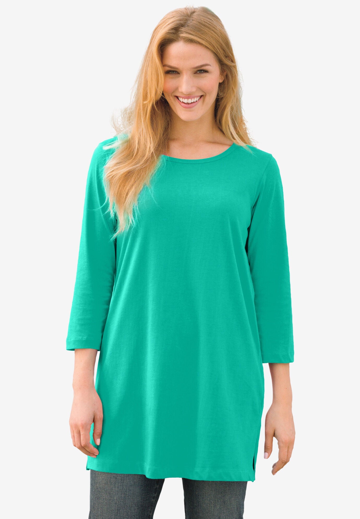 Slimsation Women's Tummy Control Top - 3/4 Sleeve Scoop Neck Tunic Shirt - View #7