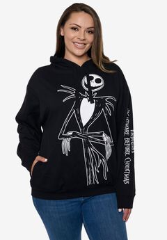 Womens Nightmare Before Christmas Jack Skellington Hoodie Pullover Black
