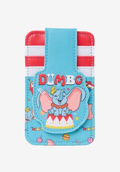 Disney Dumbo Snap Card Holder Wallet Circus Striped Faux Leather Blue Red