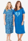 2-Pack Long Sleepshirts, POOL BLUE ANIMAL HEARTS, hi-res image number null