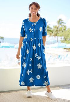 Stamped Empire Waist Dress