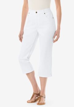 Stretch Denim Five-Pocket Capri Jeans