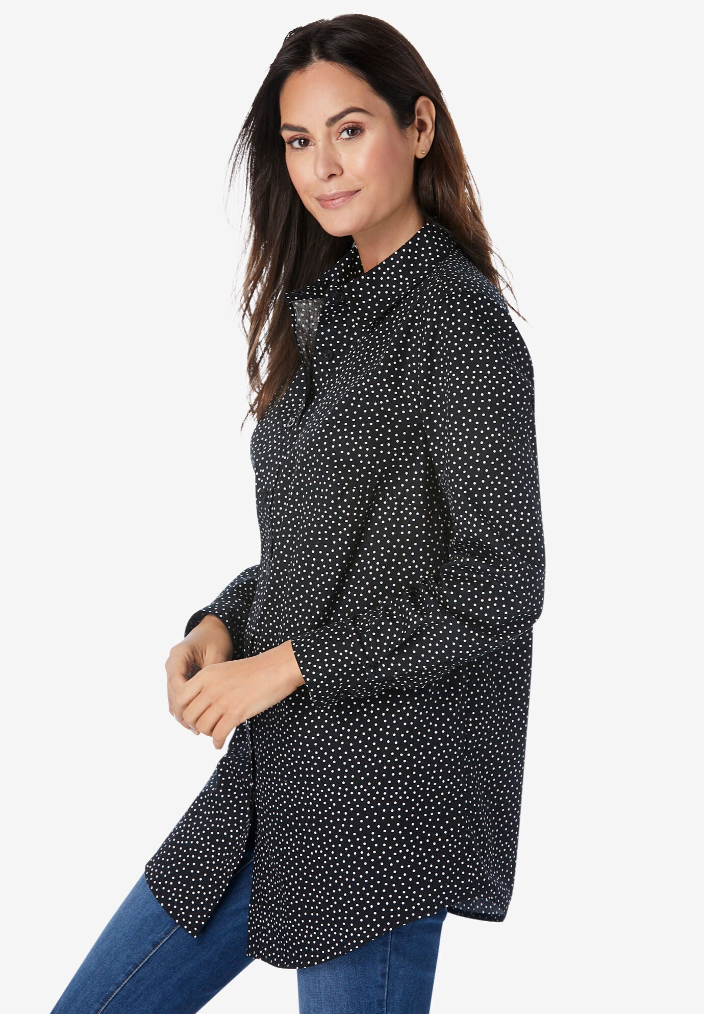 Pure Color Wrinkle Free Loose Fit Long Sleeve Shirt