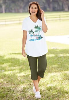 Two-Piece V-Neck Tunic & Capri Set