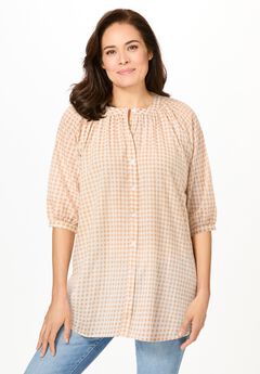 Three-Quarter Sleeve Full Placket Blouse