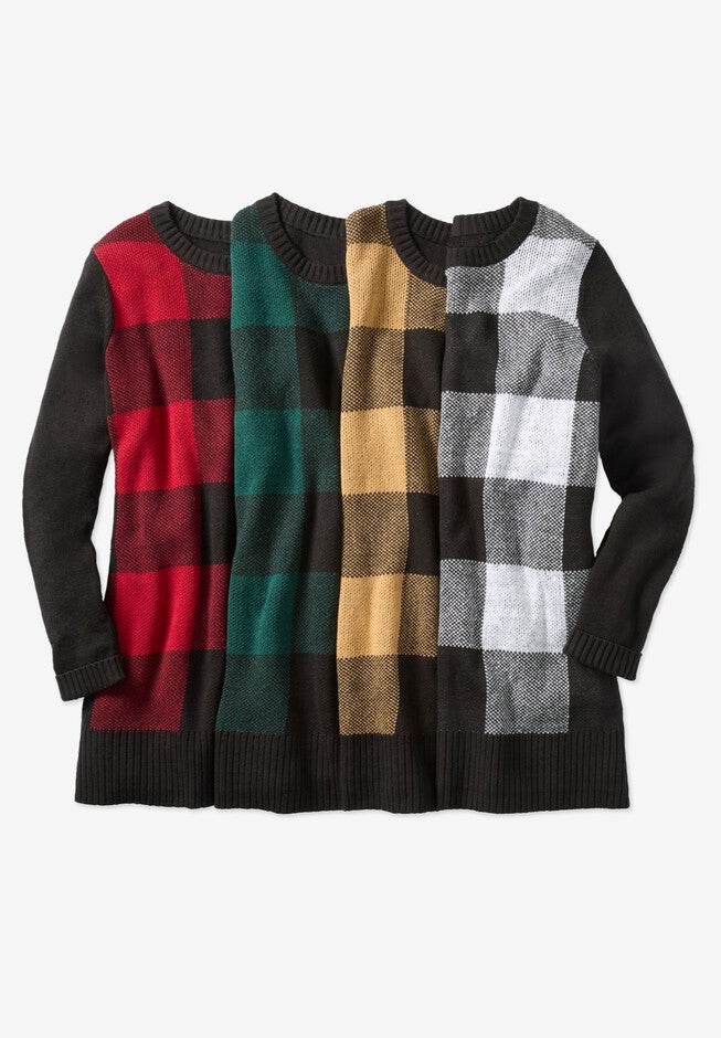 Buffalo Plaid Pullover Sweater, , alternate image number 1