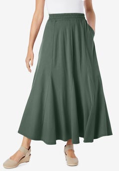 Wide Elastic Waist Skirt