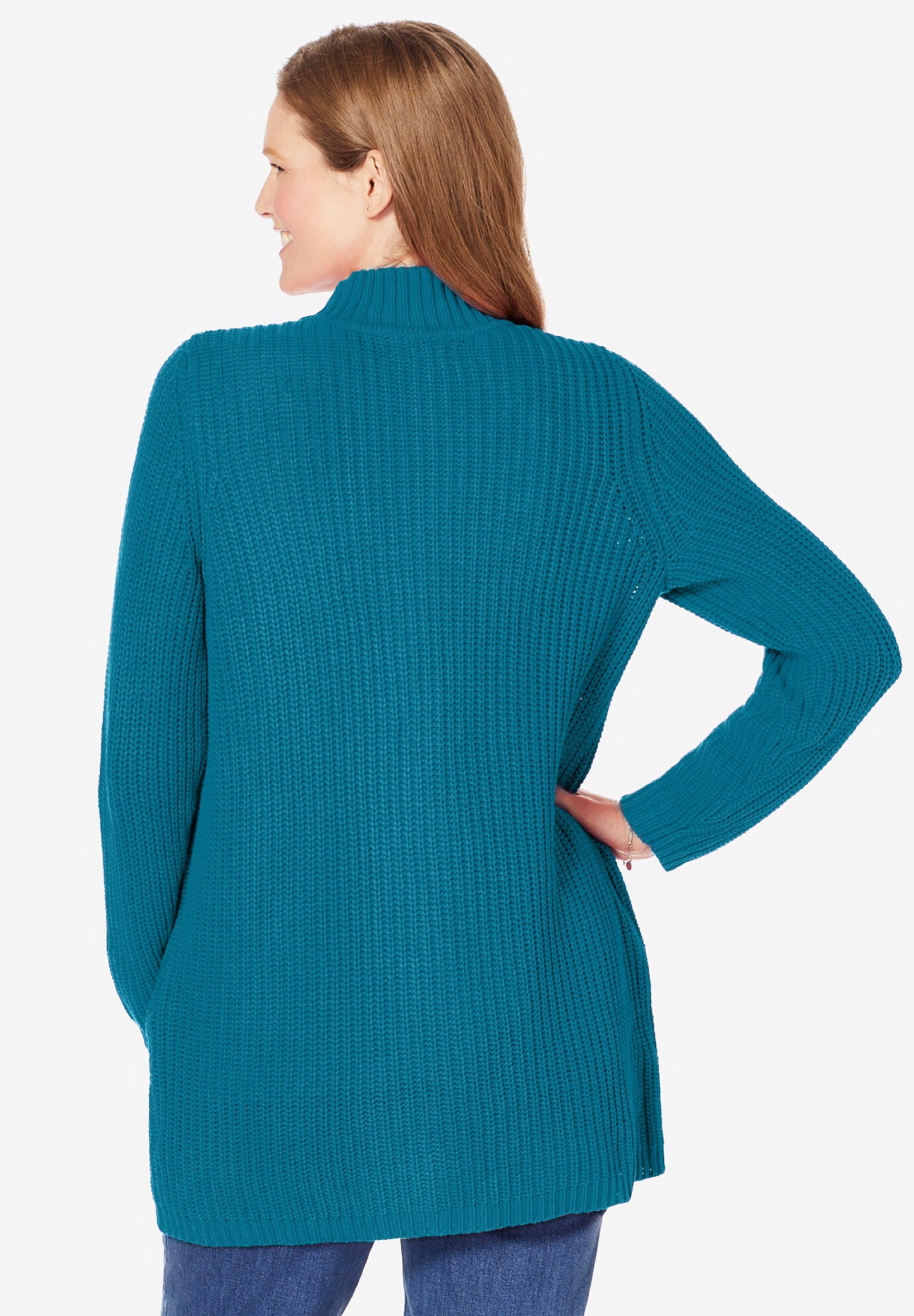 Woman within outlet shaker cardigan