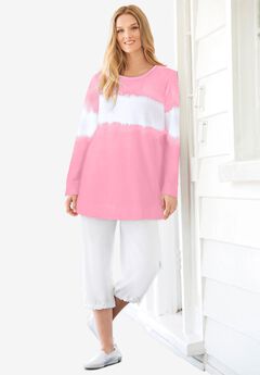 Tie-dyed knit sweatshirt tunic