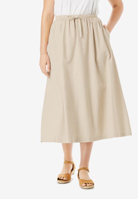 Drawstring Denim Skirt, NATURAL KHAKI, hi-res image number null