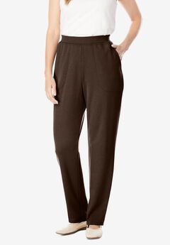 Straight-Leg Stretch Ponte-Knit Pull-On Pants