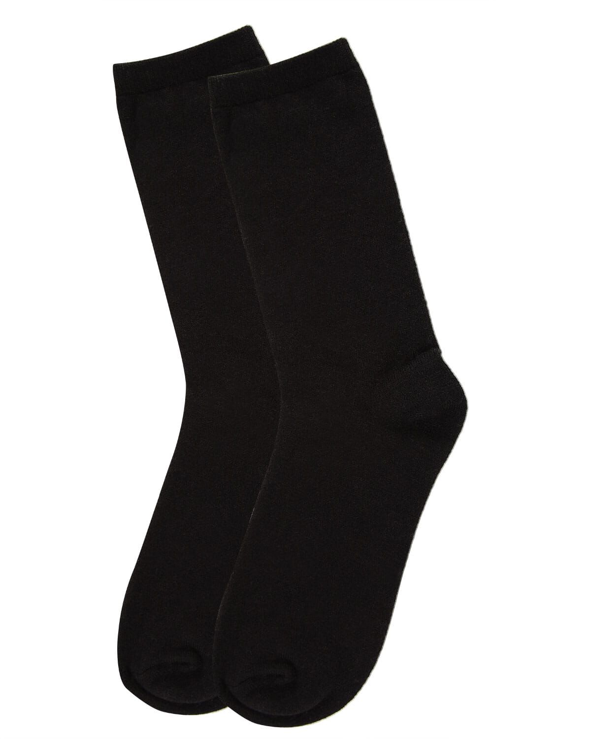Women&#39;s Solid Soft Flat Knit Cashmere Blend Crew Sock, BLACK, alternate image number 2