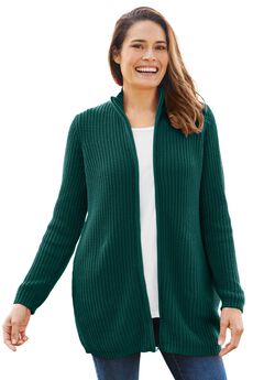 Zip Front Shaker Cardigan