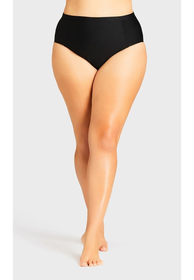 Knit High Waist Swim Brief, BLACK, alternate image number null