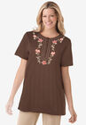 Embroidered Pointelle Tunic, CHOCOLATE FLORAL EMBROIDERY, hi-res image number null