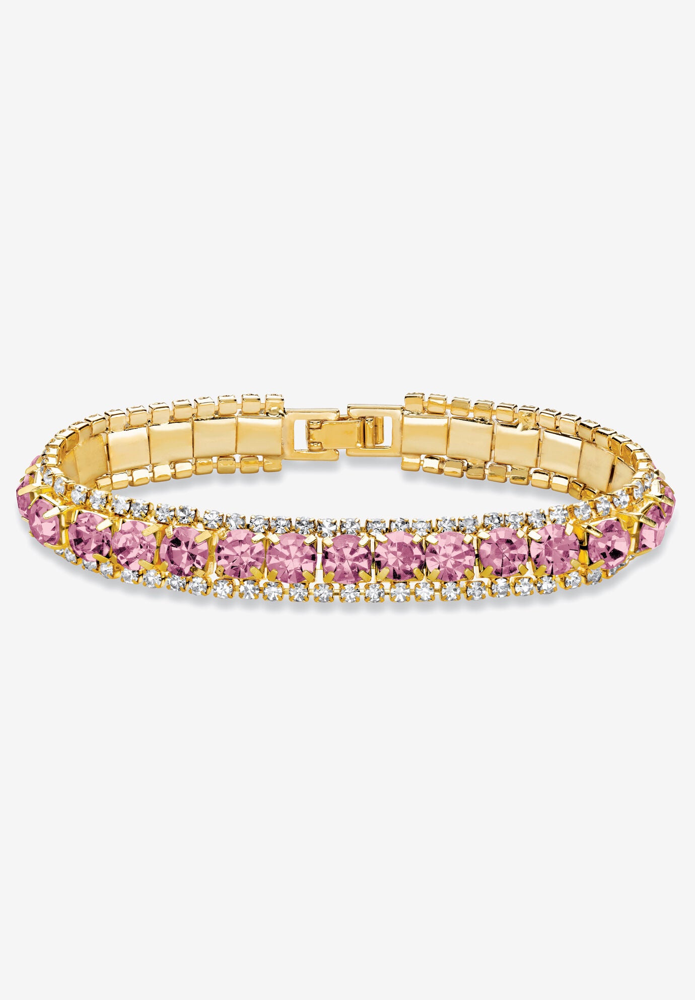 Gold Tone Tennis Bracelet (10mm), Round Birthstones and Crystal, 7 inches, JUNE, hi-res image number 0