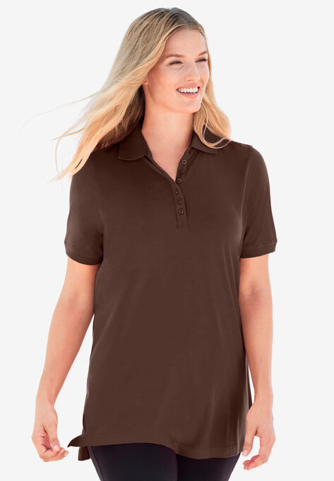 Perfect Short-Sleeve Polo Shirt, CHOCOLATE, hi-res image number null