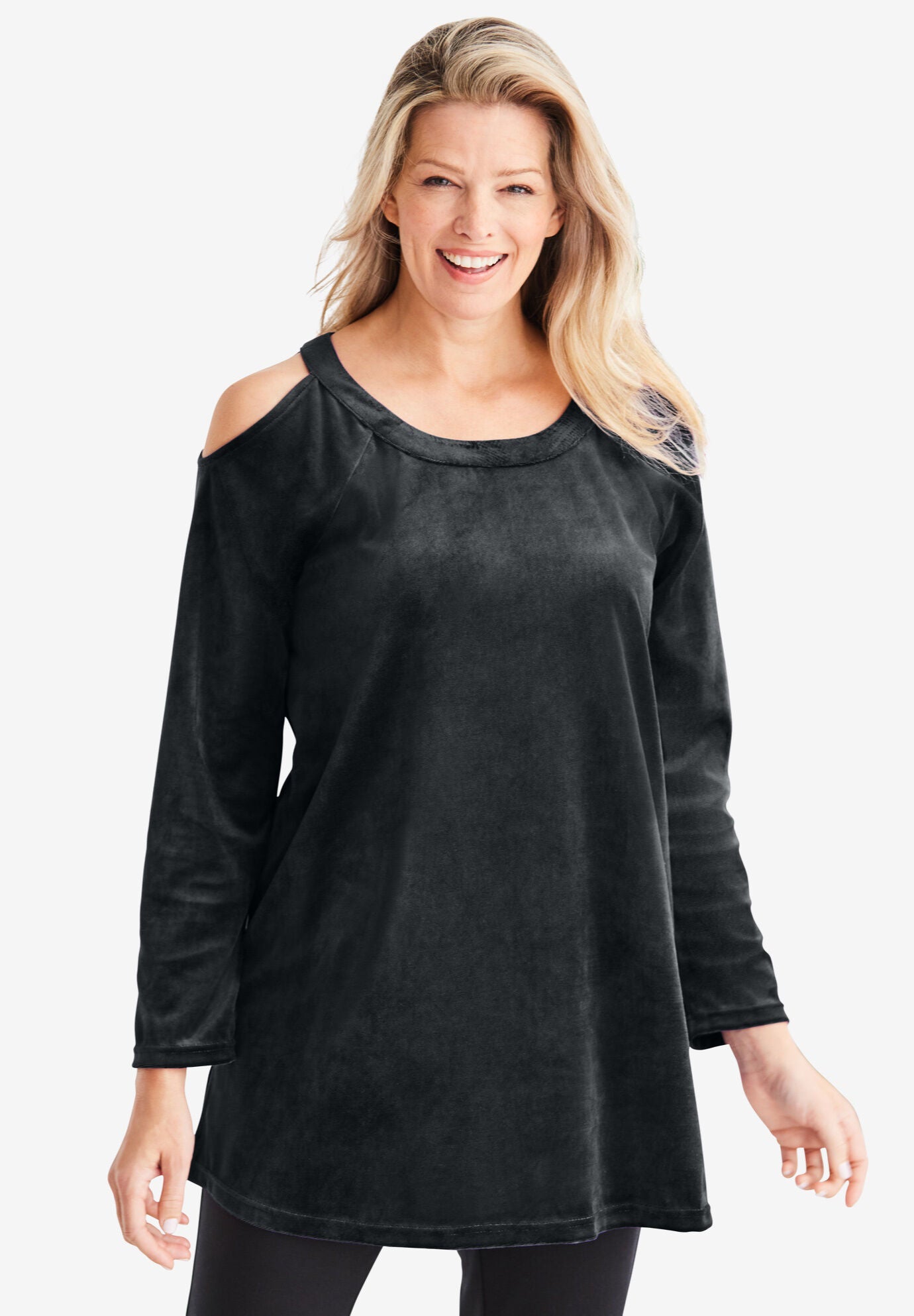 Woman within cold shoulder tops best sale
