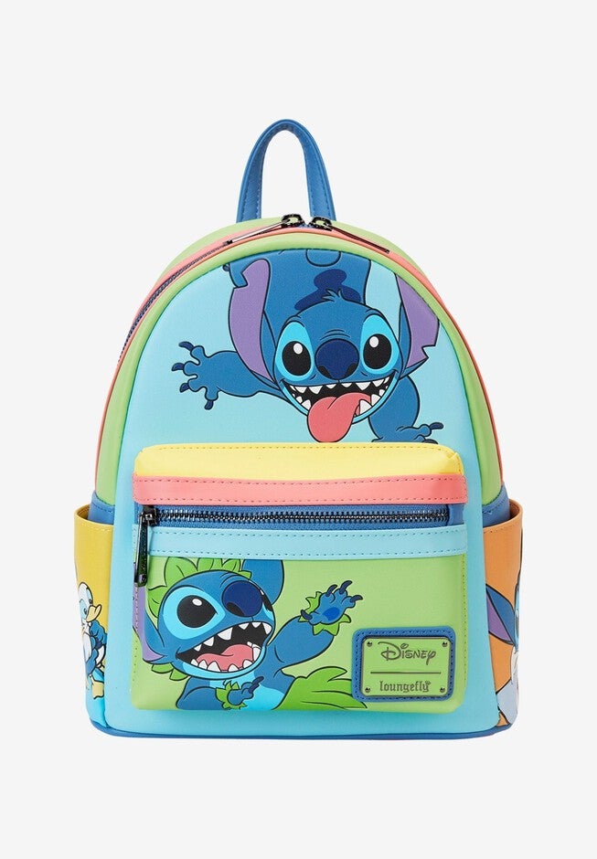 Loungefly x Disney Stitch Color Block Mini Backpack, BLUE, hi-res image number 0