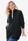 Zip Front Shaker Cardigan, BLACK, hi-res image number null