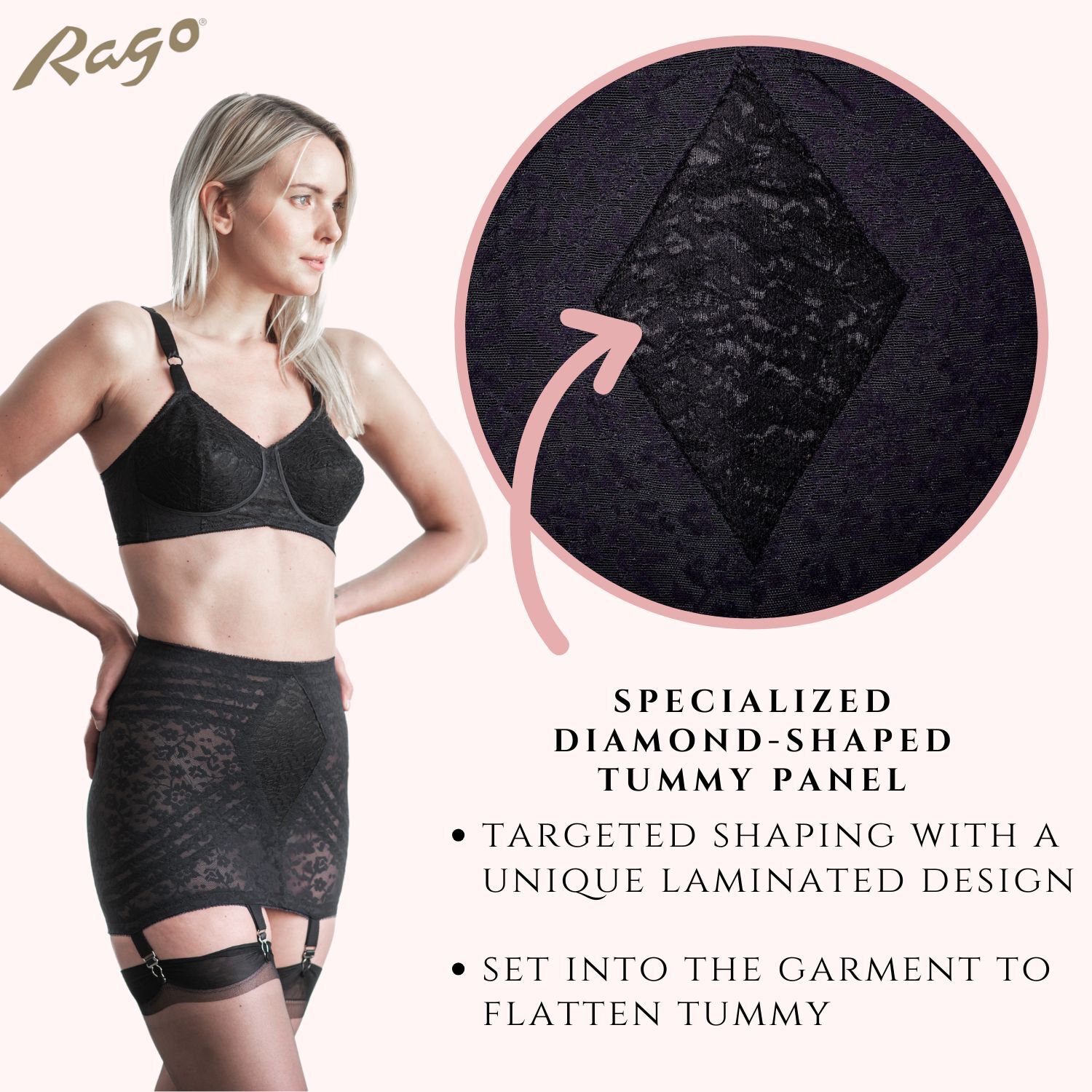 Lace Open Bottom Girdle, BLACK, alternate image number 4
