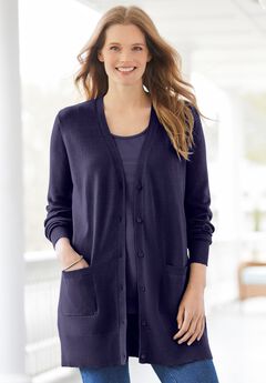 Plus Size Crew Neck Cardigans