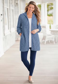 Hoodie Shaker Zipper Cardigan Sweater