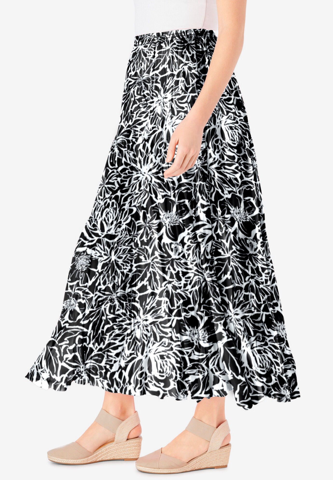 Printed Loose Elastic Waist Skirt main image 1