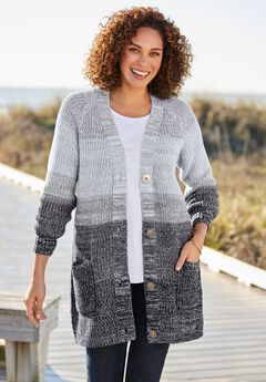 Ombre Shaker Cardigan Sweater