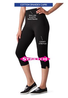 Stretch-Cotton Knit Pull-On Capri Leggings