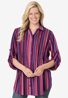 Rayon 7-Day Pintucked Tunic Blouse