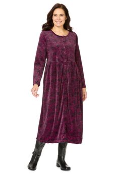 21-Button Velour Dress