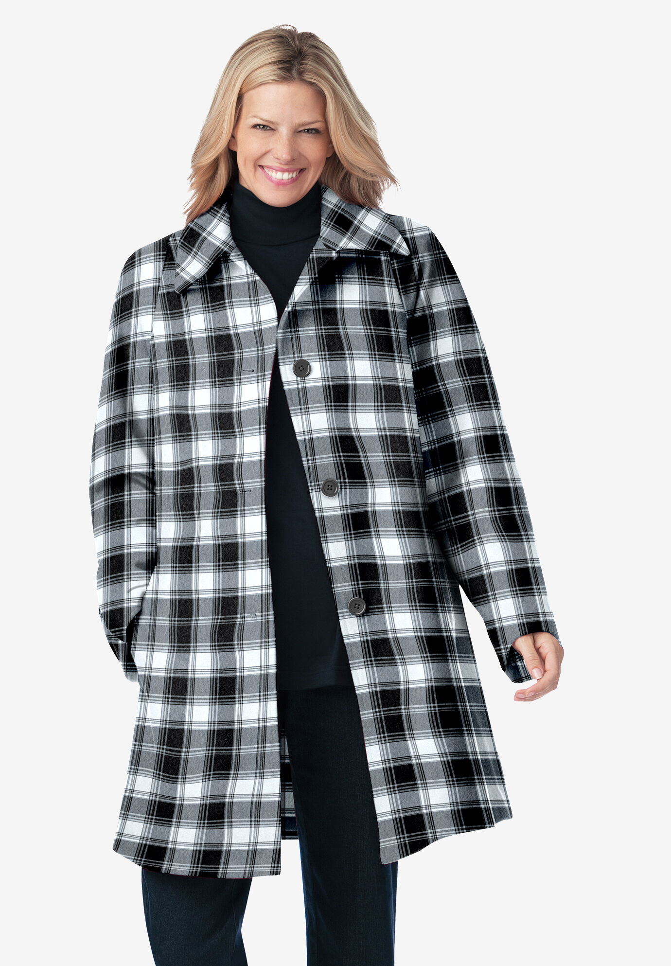 Woman Within Womens Plus Size Wool-Blend Classic A-Line Coat 