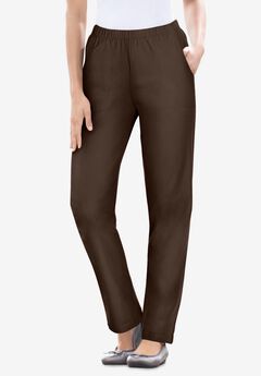 Fineline Pull-On Elastic Waist Straight-Leg Stretch Denim Jeans
