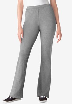 Stretch-Cotton Knit Pull-On Bootcut Leggings