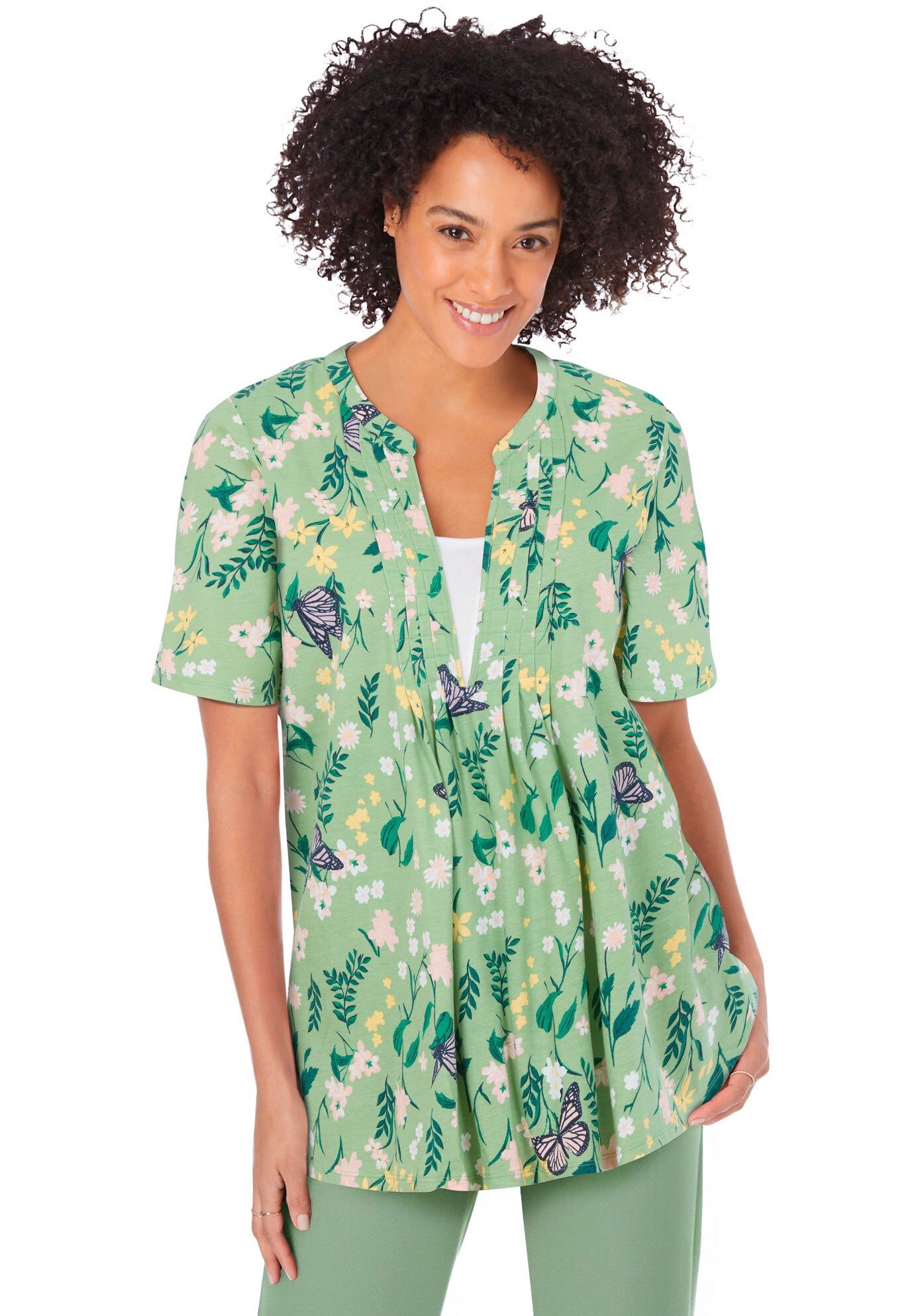 7-Day Layer-Look Elbow-Sleeve Tee