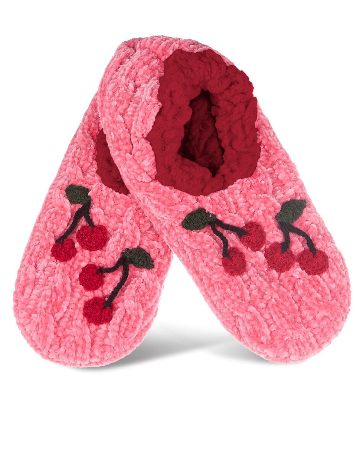 Women's Cozy Cherries Chenille Sherpa Lined Slippers, DISCO PINK, hi-res image number 0