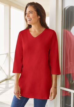 Perfect Three-Quarter Sleeve V-Neck Tunic