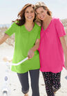 Perfect Short-Sleeve Shirred V-Neck Tunic, , alternate image number null