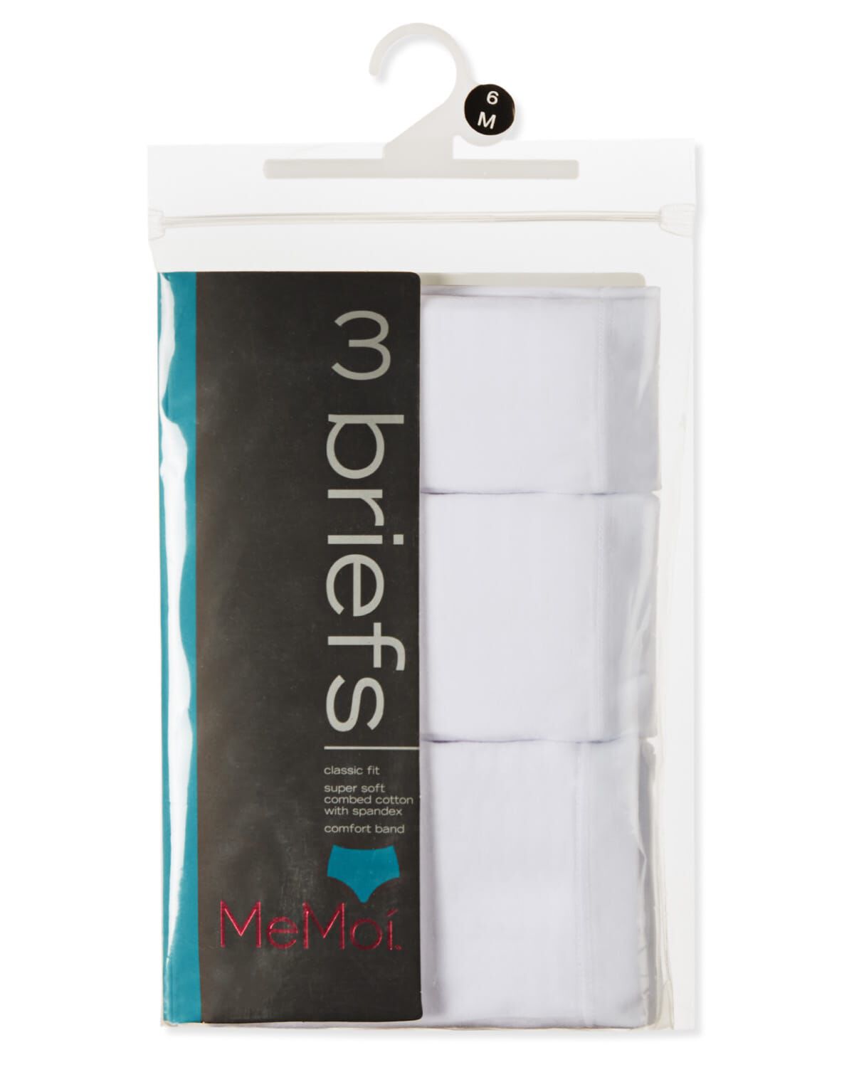 Ladies Combed Cotton Basic Brief Underwear 3-Pack, WHITE, alternate image number 4