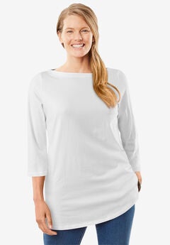 Perfect Three-Quarter Sleeve Boatneck Tee