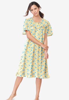 Short Floral Print Cotton Gown