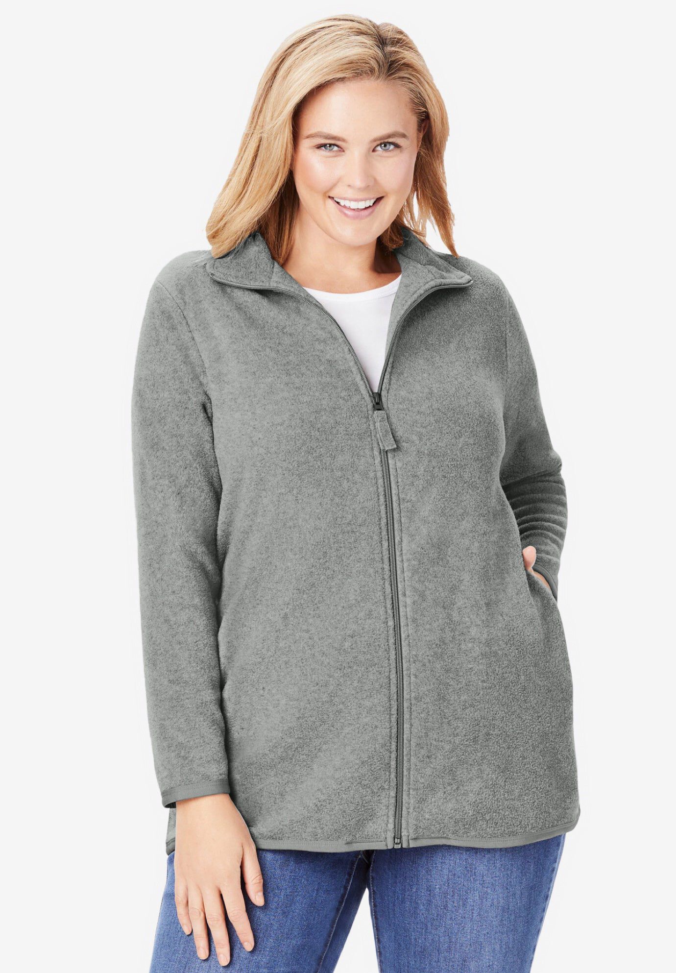 Zip-Front Microfleece Jacket | Woman Within