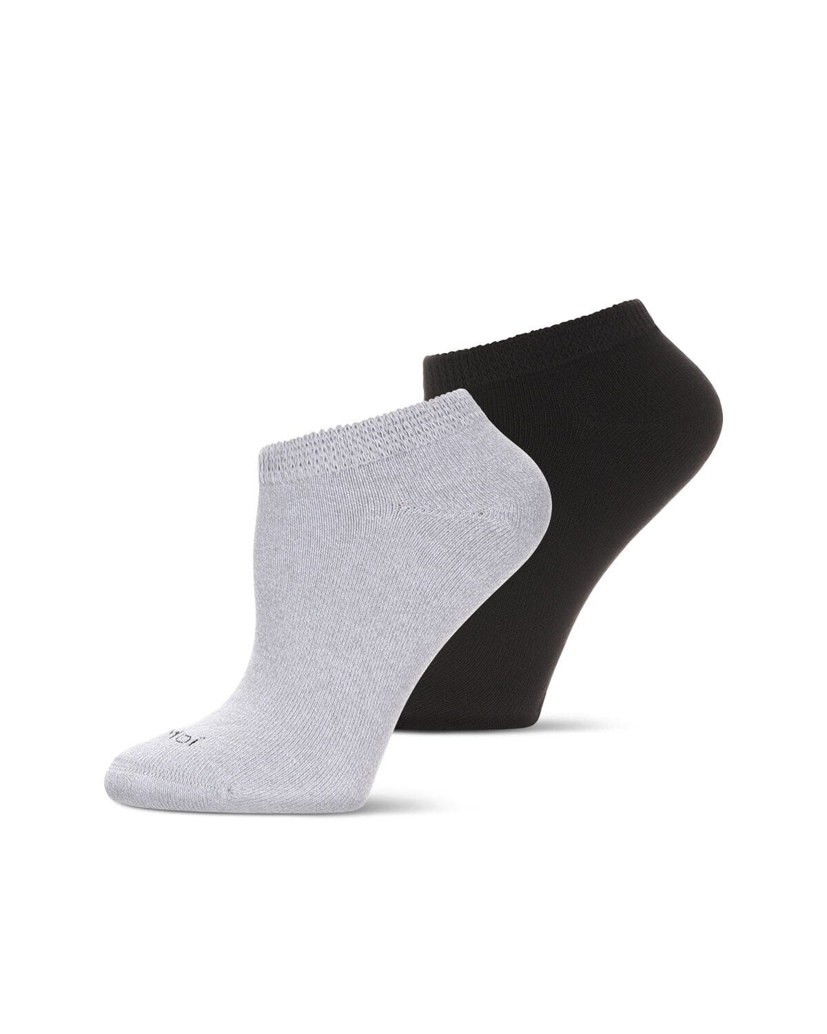 2 pair Diabetic Full Cushion Low Cut Socks, GRAY BLACK, hi-res image number 0