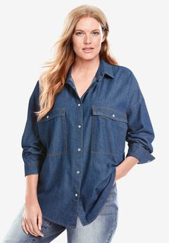 Snap Front 4-Pocket Denim Big Shirt