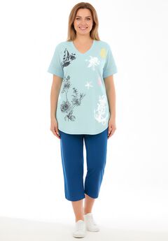 Two-Piece V-Neck Tunic & Capri Set