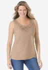 Beaded tank top, NEW KHAKI, hi-res image number null